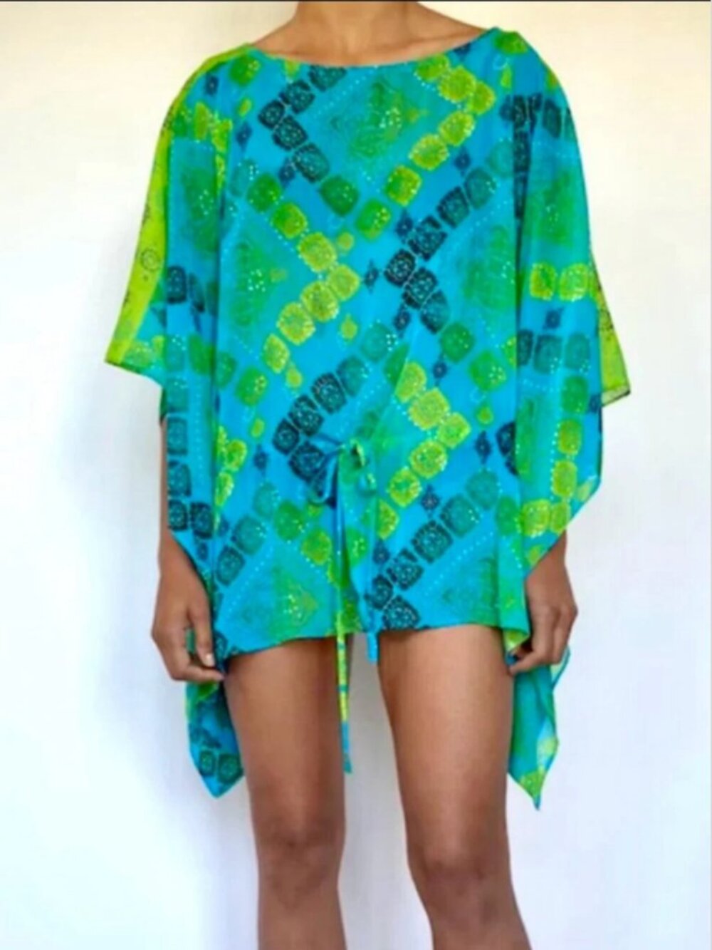 Vintage Beach Semi Sheer Cover Up Tunic Over Swim Resortwear Festival Bold